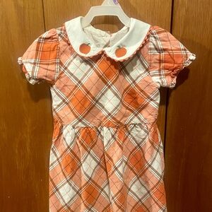 Gymboree Orange Pumpkin Plaid Cotton Dress